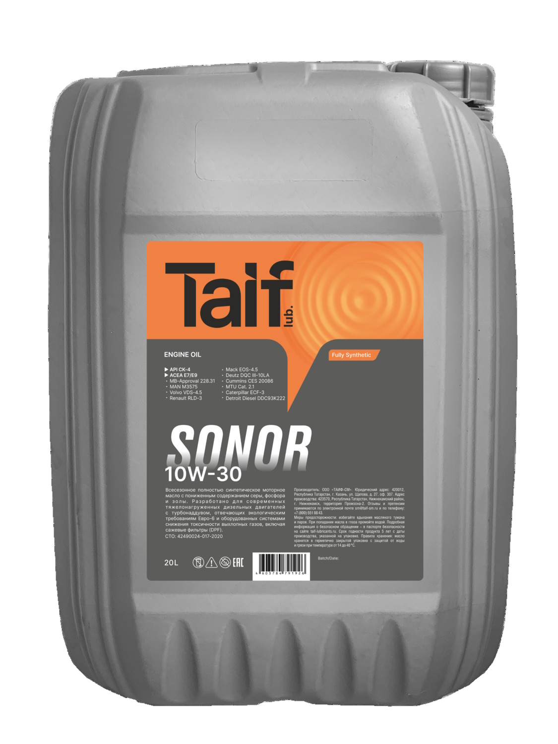 TAIF SONOR 10W-30 (E7/E9, СK-4/CJ-4), 20L