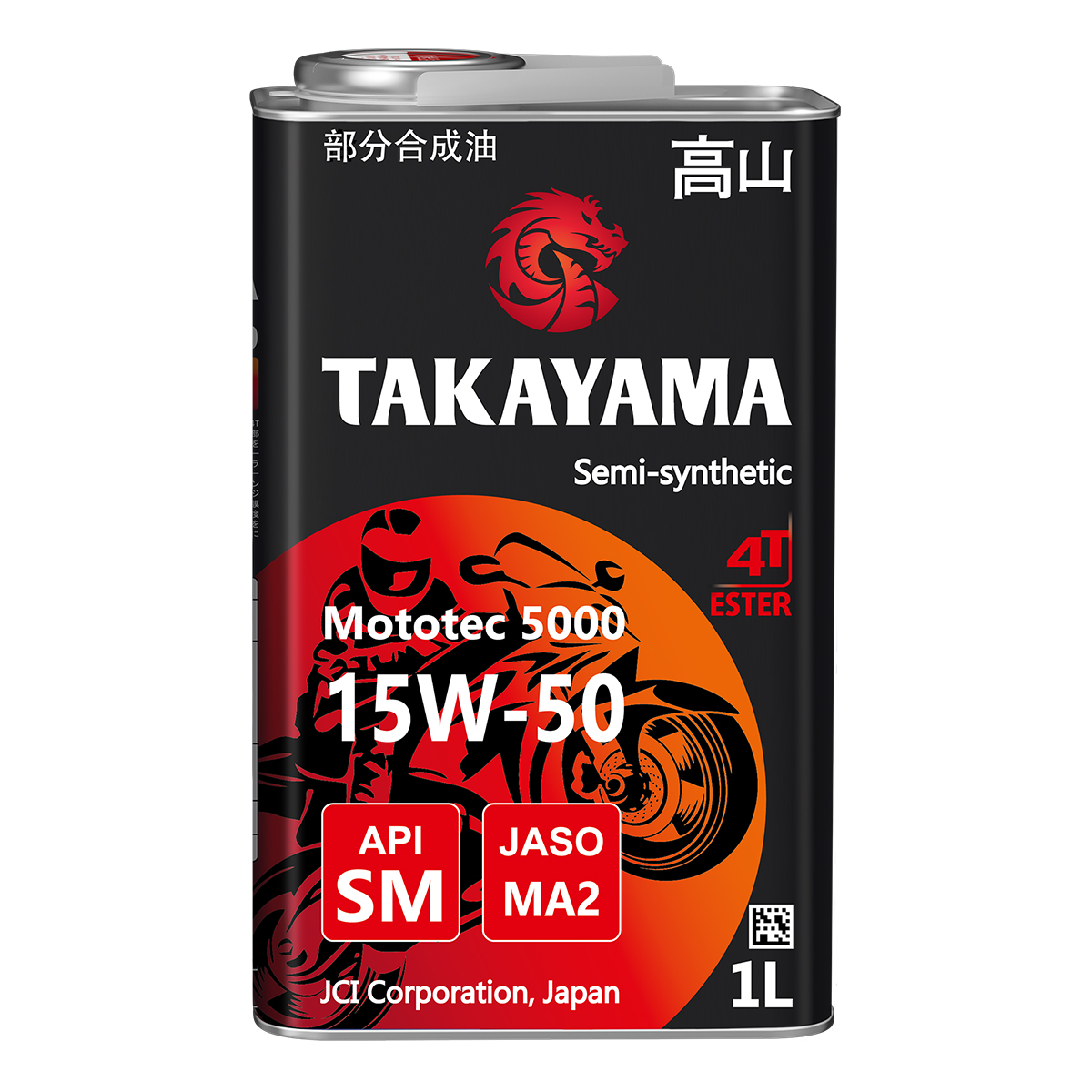 Takayama Mototec 5000 4T SAE 15W-50 API SM JASO MA-2 (металл), 1L